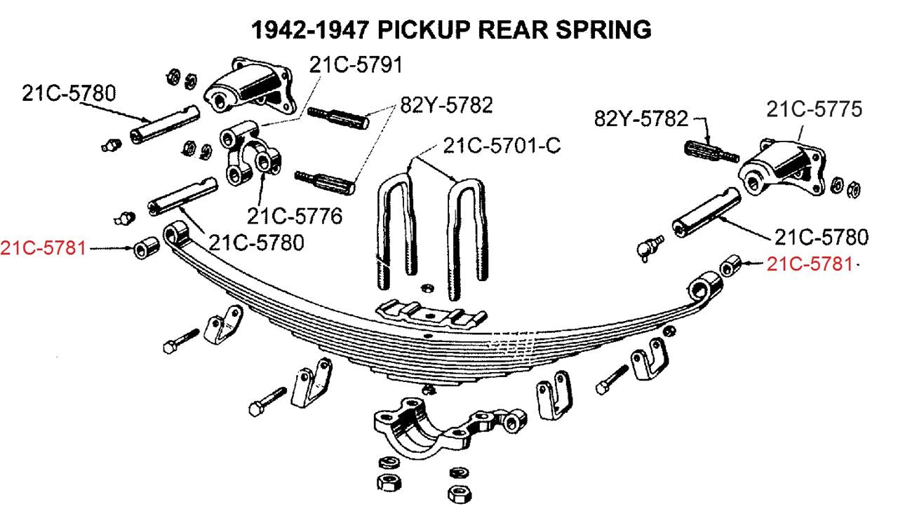 21C-5781 Front & Rear Spring Eye Shackle Bush 1942-47