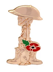 ANZAC Poppy with Boots and Rifle Pin