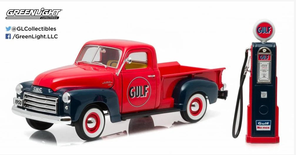 1:18 1950 GMC 150 & Vintage Gulf Gas Pump
