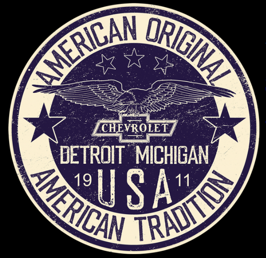 Chevrolet Detroit Michigan American Tradition Round Tin Sign
