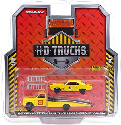 1:64 Shell 1967 Chevrolet C-30 Ramp Truck with 1969 Chev Camaro