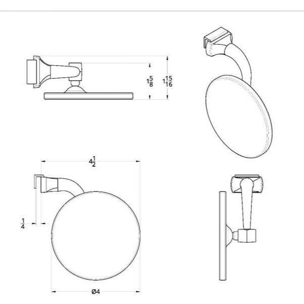 Exterior Peep Mirror 4" Curved Arm with Convex Glass