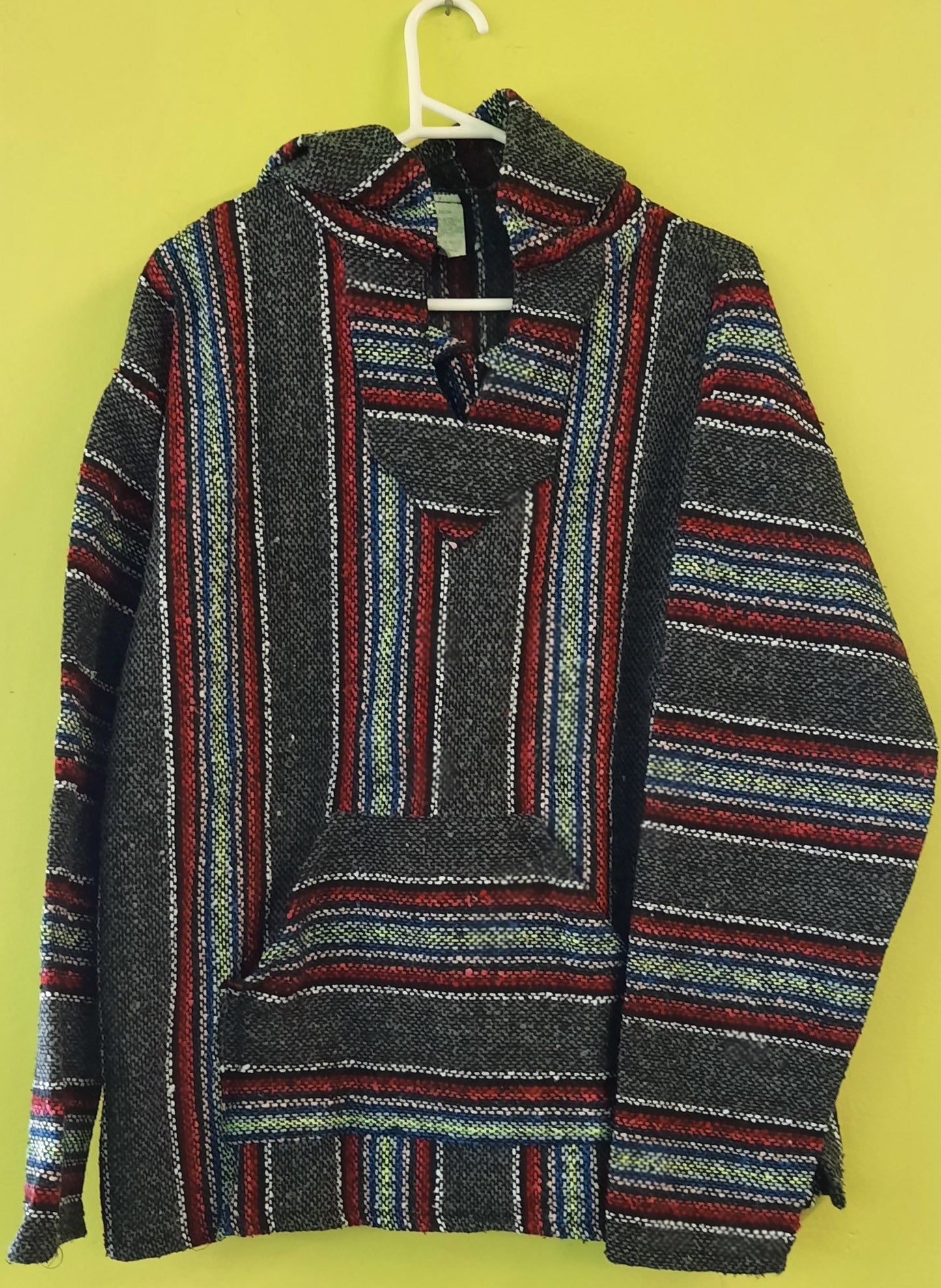 Mexican Hooded Baja Poncho - Medium Grey