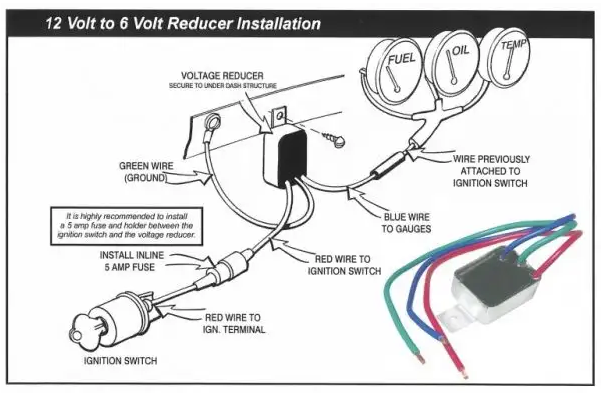 Voltage Reducer Electronic 12V to 6V