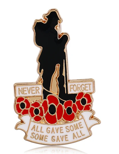 ANZAC Soldier with Poppies Hat Pin