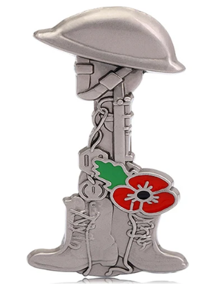 ANZAC Poppy with Boots and Rifle  Pin