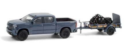 1:64  2020 Chevrolet Silverado with Indian Scout Bobber on Trailer