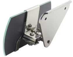 Metal bracket with screws on a white background