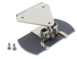 Metal bracket with screws on a white background