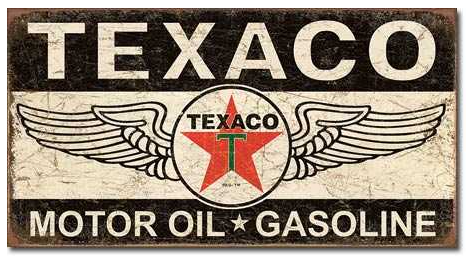 Texaco Motor Oil Gasoline Rectangle Tin Sign