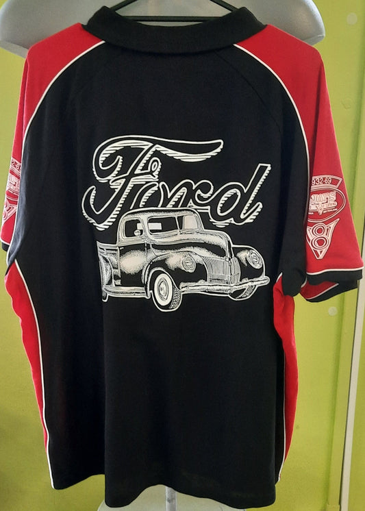 1941 Ford Pickup Script Polo Shirt - Black/Red