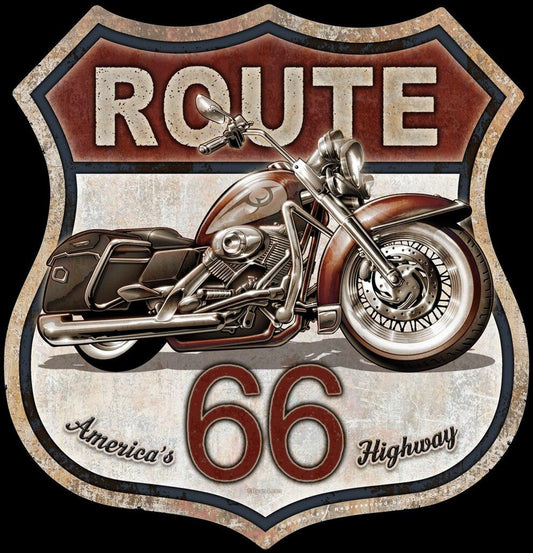 Route 66 Motorcycle Aluminium Sign