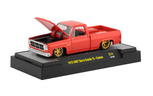 Release S74 - 1976 GMC Sierra Grande 15 Custom (orange) Die Cast Model