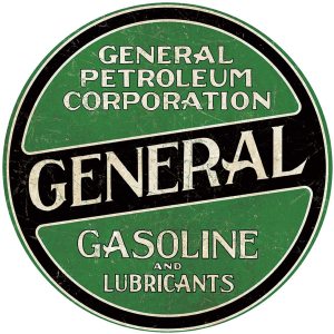 General Petroleum Corporation Round Tin Sign