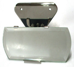 A rear view mirror for a 1932 Ford vehicle, featuring a clear glass mirror with a metallic silver frame.