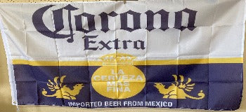 Corona Extra White/Blue with Gold Band Flag