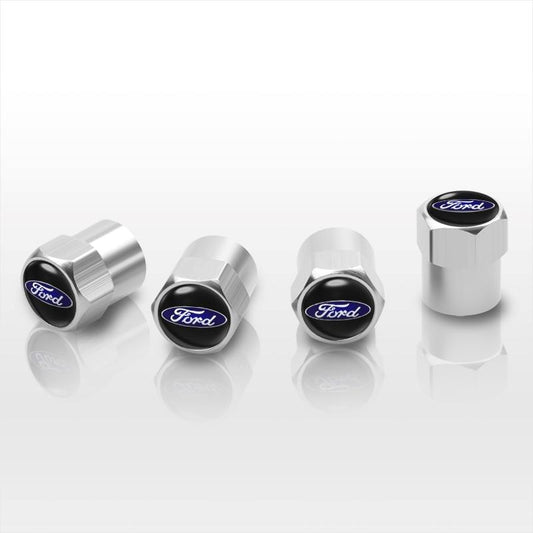 Ford Hex Valve Caps - Silver (metal)