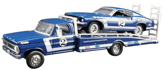 1969 Boss 302 Trans Am Mustang with Ford -F350 Ramp Truck Die Cast Model