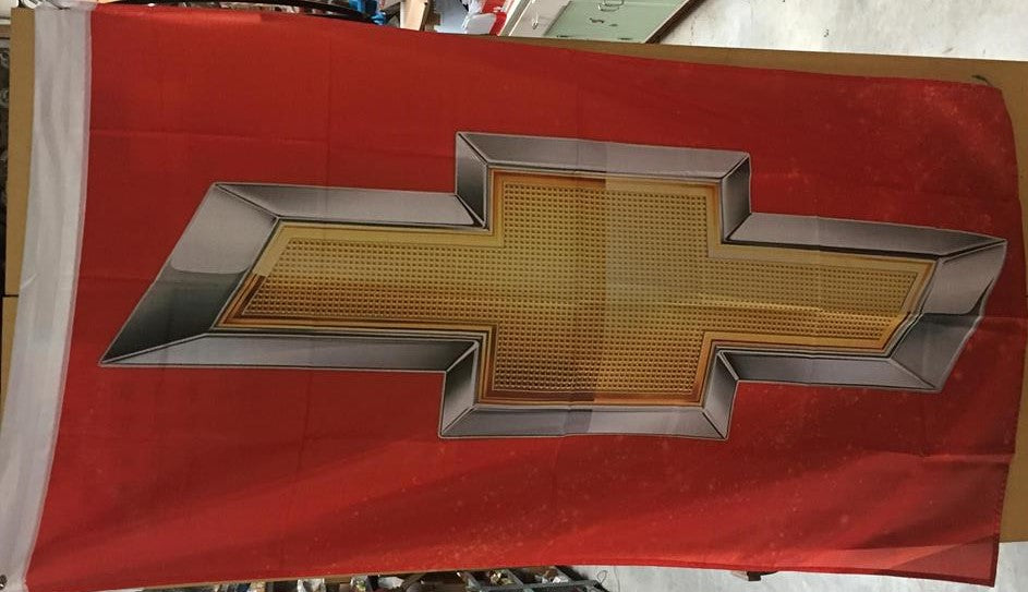 Chevrolet Gold Bowtie on Red Flag