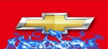 Chevrolet Gold Bowtie on Red with Blue Flames Flag