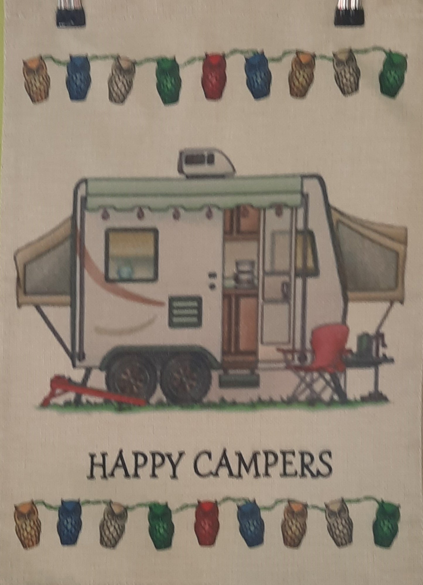 Happy Campers - White Pop Top Garden Flag