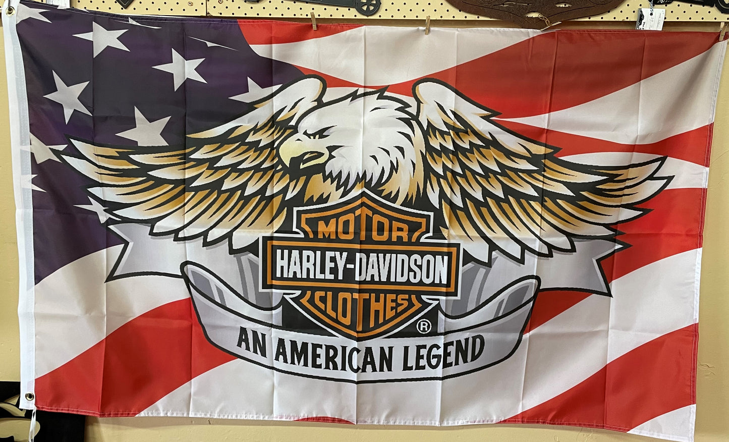 Harley Davidson with Eagle Flag