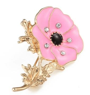 ANZAC Poppy Brooch - Pink