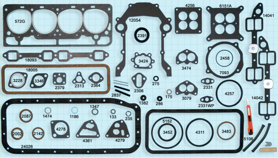 B7AZ-6008 Engine Gasket Set 312 Graphite 1956-57