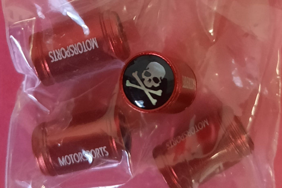 Skulls Valve Caps - Red