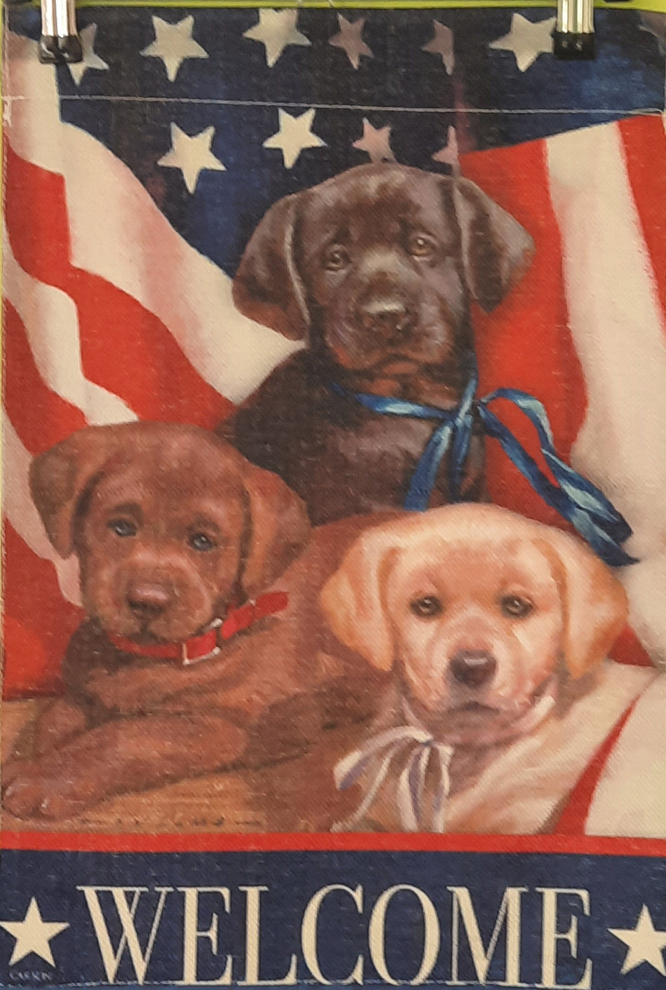 Welcome Labrador Puppies Garden Flag