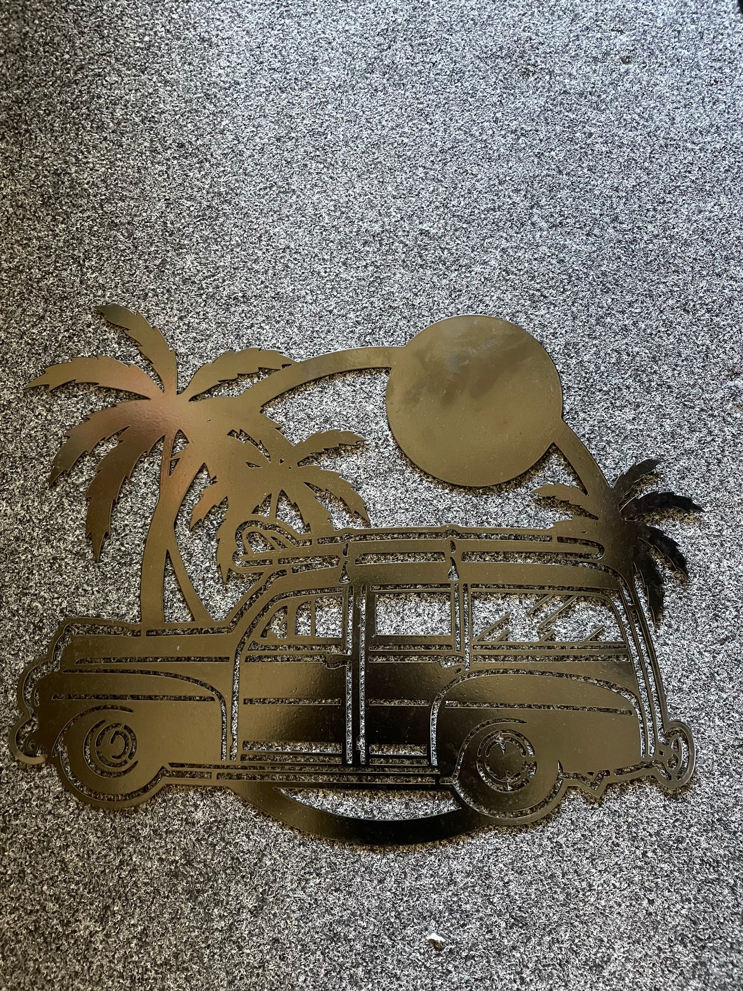 Ford Woody Wagon with Palms Laser Cut - Black powder coat