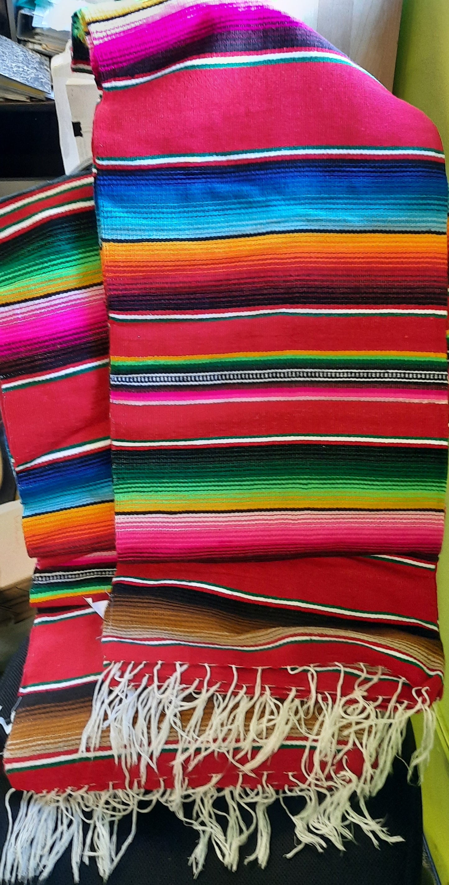Serape Bright Multi Colour Mexican Blanket - bright pairs