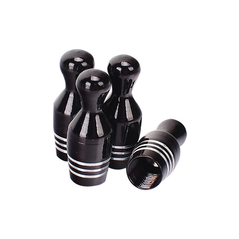 Bowling Pin Valve Caps - Black