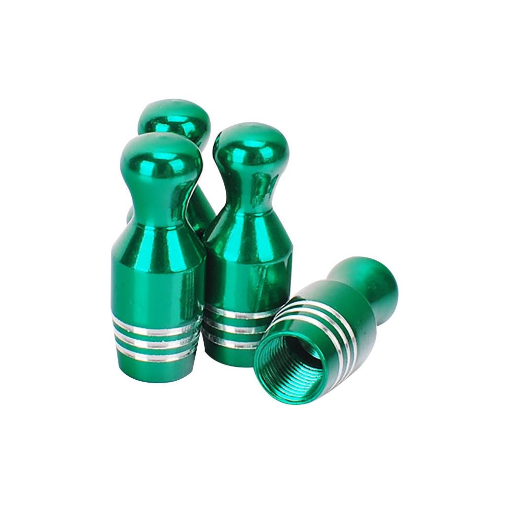 Bowling Pin Valve Caps - Green (aluminium)