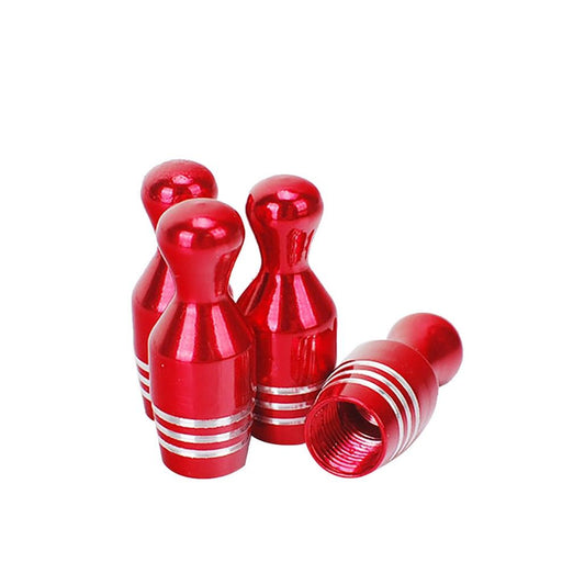 Bowling Pin Valve Caps - Red (aluminium)