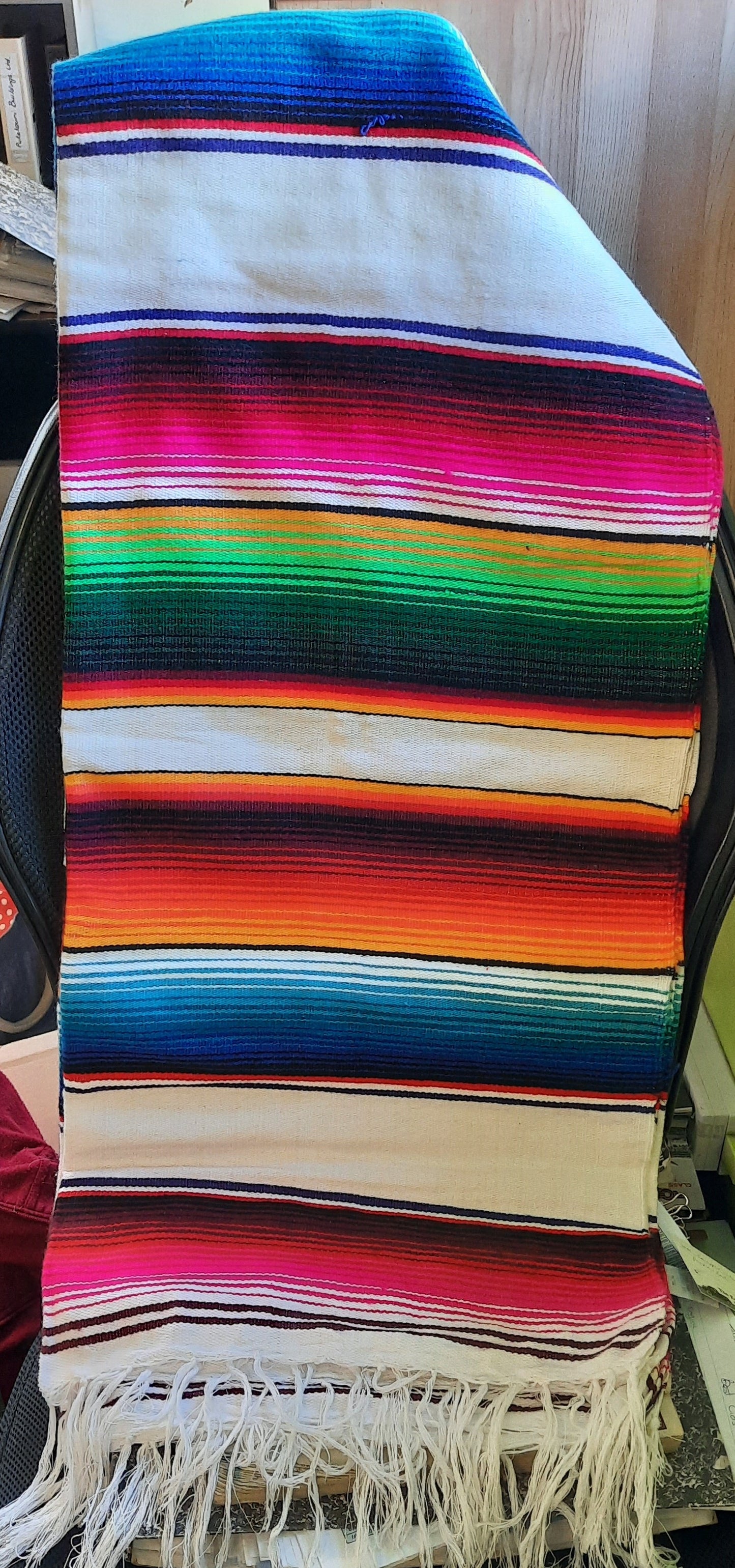 Serape Multi Colour Mexican Blanket - white range